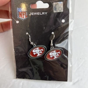 NFL 2000 Season San Francisco SF 49ers Dangle EARRINGS NEW Old Stock - Picture 1 of 6