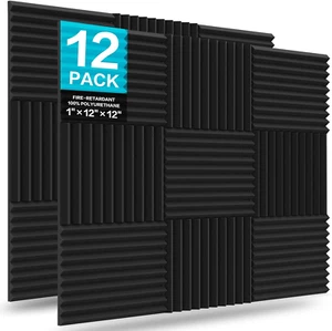 12 Pack Acoustic Foam Panels, 1" X 12" X 12" Sound Proof Foam Panels for Wall... - Picture 1 of 1
