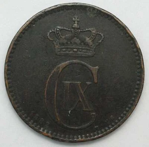 1882 Denmark Bronze 5 Ore Very scarce date only 76,000 KM-794.1 Free Shipping - Picture 1 of 2