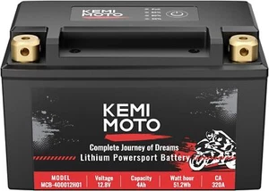 KEMIMOTO 12v 4Ah Lithium Motorcycle Battery YTX9-BS YTX7A-BS for ATV UTV Can Am - Picture 1 of 11