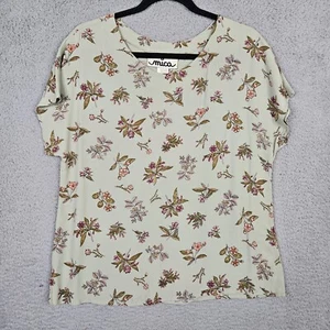 Vintage Mica Women's Floral Printed Rayon Blend Top Size M Made in USA - Picture 1 of 8