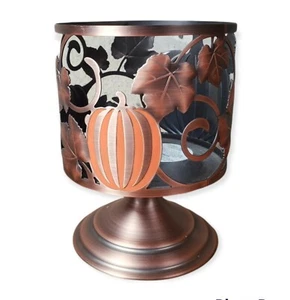 Bath & Body Works Pedestal 3 Wick Candle Holder Brass Pumpkins Fall Halloween - Picture 1 of 9
