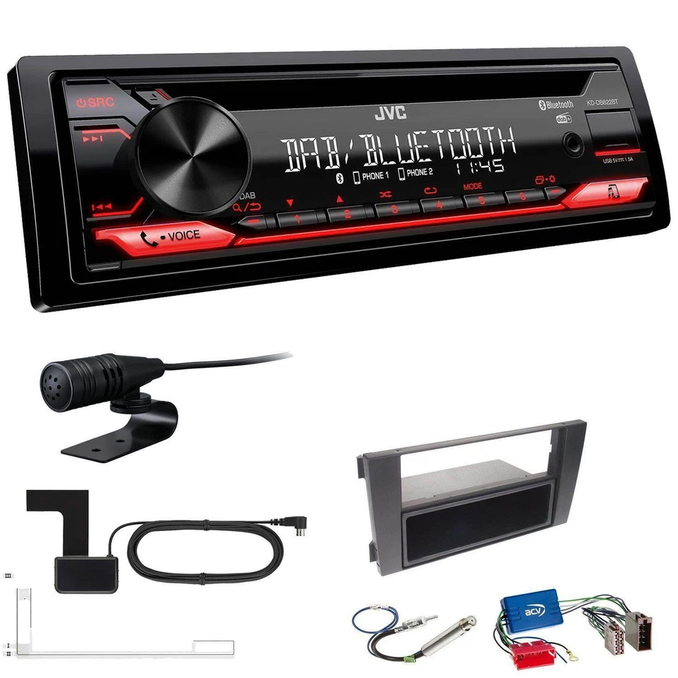 JVC KD-DB622BT DAB inkl Antenne Bluetooth USB Set für Audi A6 Facelift OEM 2 DIN - Bild 1 von 4