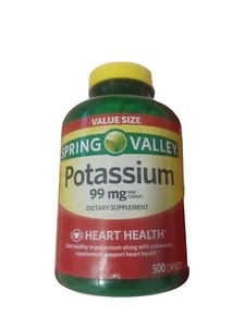 Spring Valley Potassium Caplets Dietary Supplement Value Size, 99 mg, 500 Count - Picture 1 of 1