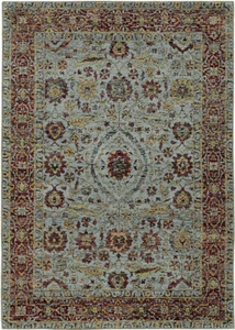 Blue Floral Machine Made Bordered Leaves Ovals Runner 7155A - Aprx 2'3"x8' - Picture 1 of 1
