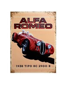 Metal Signs Alfa Romeo 1938 tipo 8c 2900 Vintage Retro Home Man Cave Garage Shed