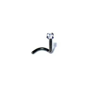 1 Stück Nasenstecker schwarz mit Kristall, Nistril, Nasenpiercingstecker - Bild 1 von 6