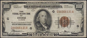 Fr.1890-G 1929 Chicago $100 Federal Reserve Bank Note Very Fine 2 Pinholes - Picture 1 of 2