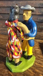 Dancing Couple Brazilian Folk Art Terracotta Pottery Figures - Picture 1 of 9