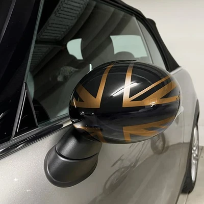 Calotte specchietti Union Jack nero oro adatte per Mini F54 F55 F56 F57 13-18 - Immagine 1 di 4