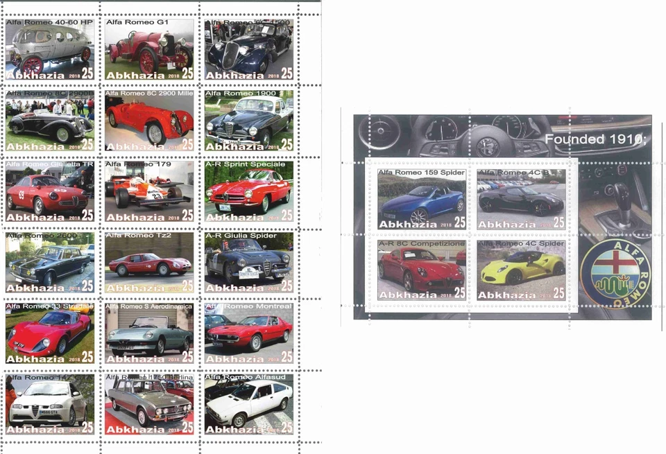 Stamp sheet+block Armenia Abkhazia issue 2018 Car factory producer - Image 1 of 1