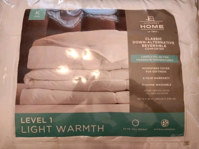 New KING JCPenny Home Down Alternative Comforter White Level 1 Light Warmth BNIP - Image 1 of 4