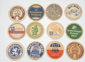 12 tapetes/posavasos de cerveza alemanes vintage de los años 50 - Imagen 1 de 5