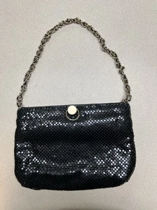 Bueno Collection Black Metal Mesh Evening Bag Purse Vtg Gold Chain Link Straps - Picture 1 of 6