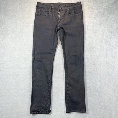 Jeans masculino G Star cru 34x32 preto lavagem escura 3301 perna reta botão elástico mosca - Imagem 1 de 4