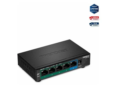 TRENDnet 5-Port Gigabit PoE+ Switch, 32W PoE Power Budget, 10Gbps Switching - Image 1 of 4