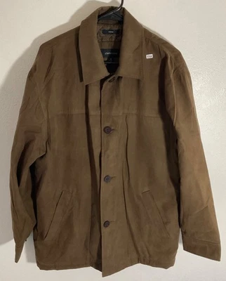 Claiborne Suede Mens Jacket M Brown Quilted Lining Made In Ukraine - Image 1 of 4