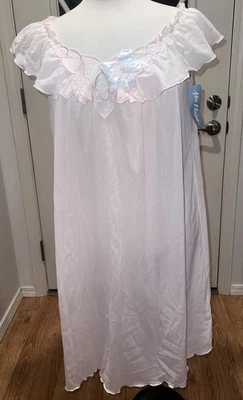 Vtg Elaine Nightgown lace Nylon Pink USA Sz medium NEW W/ Tags Vintage - Image 1 of 4