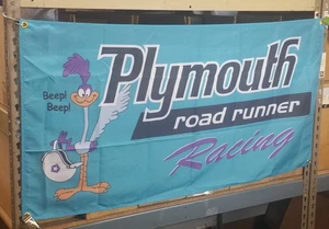 Plymouth Racing Flag Banner Sign garage mancave hotrod nascar mopar roadrunner - Picture 1 of 3