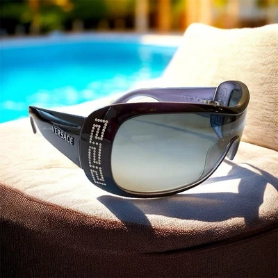 Милый Versace Италия MOD. 4098-8 черный и фиолетовый щит солнцезащитные очки, 120 мм - Изображение 1 из 4