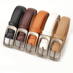 Women Skinny Alloy Buckle Faux Leather Slim Waist Belt Jeans Corset Waistband - Picture 1 of 8