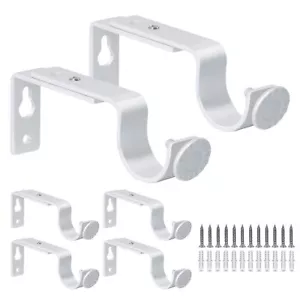 Adjustable Curtain Rod Brackets Heavy Duty White Iron Curtain Rod Holders 6 P... - Picture 1 of 7