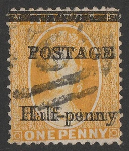 NATAL 1877 'POSTAGE Half-penny' on QV 1d yellow, error DOUBLE, plus shifted. - Picture 1 of 1