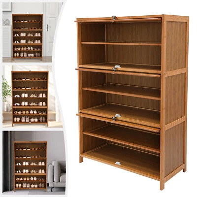 7-уровневый обувной шкаф 70 см с прозрачными откидными дверцами отдельно стоящая полка для обуви - Изображение 1 из 4