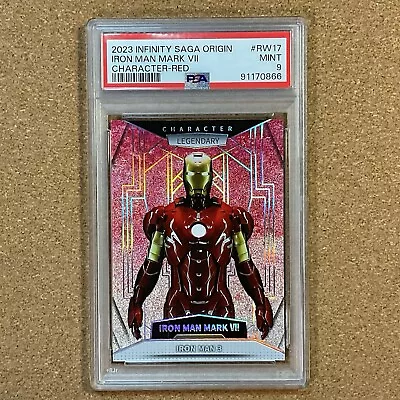 IRON MAN MARK VII #RW17 2023 MARVEL INFINITY SAGA ORIGIN RED HOLO - PSA 9 MINT - Image 1 of 3
