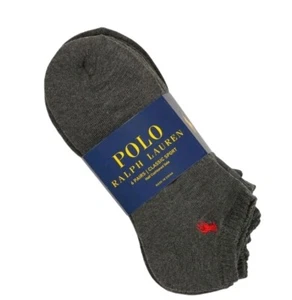 Polo Ralph Lauren Para Hombres Atlético 6 Pk Calcetines Corte Bajo Gris Carbón Poni Logo OS - Imagen 1 de 4