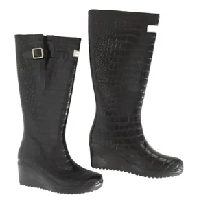 Gummistiefel Keilabsatz Welly Flex Man Eater groß Regenstiefel Größe 7 schwarz Kroko Gummi - Bild 1 von 10