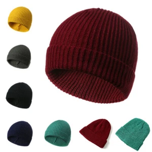 Men Women Solid Hat Hip-Hop Wool Knitted Ski Cap Skull Warm Winter Cuff Beanie! - Picture 1 of 38