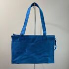 1980 Vintage Holiday Fair Blue Canvas Embroidered 4 Pocket Zip Top Tote Bag