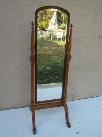 Mirror Bombay Floor Standing Brown Traditional Style Cover