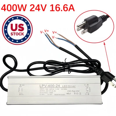 24V 16.6A 400W LED Power Supply Waterproof Driver Transformer Adapter Converter - Image 1 of 4