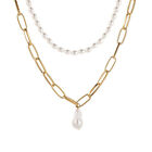 Vintage Damen Halskette Multilayer Pearl Gold Schmuck für Frauen