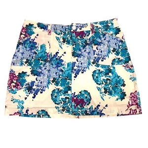 White Stag Stretch Flower Print Skort 14 Pockets Blue White Purple Skirt Shorts - Picture 1 of 7