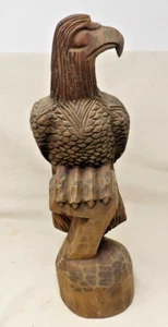 Hand Carved Eagle Wood Sculpture Signed 1994 JW In Nassau 15 1/2" Tall - Picture 1 of 9
