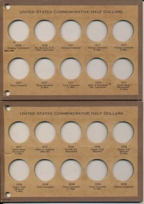 Tablero de monedas MEGHRIG Nº Medio dólar conmemorativo de Estados Unidos 1349 I a M 1936-1951 Foto 1 de 4