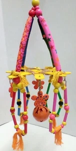 Bird Budgie Parakeet Cockatiel Bell Wooden Swing Climb Pet Toy Hand Made In USA - Picture 1 of 7