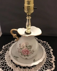 Vintage Country Flowers Water Pitcher Basin Table Lamp Pink Roses Works - Picture 1 of 5