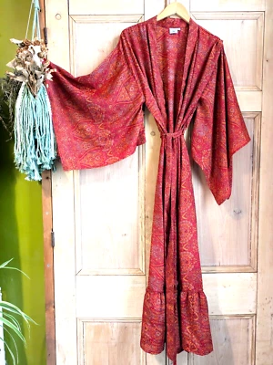 Vestido vermelho quimono 10 12 14 16 18 20 22 24 S M L XL XXL plus size capa - Imagem 1 de 4