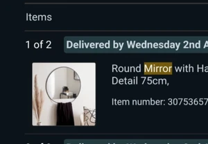 dunelm round mirror with hanging detail, 75cm - Picture 1 of 1