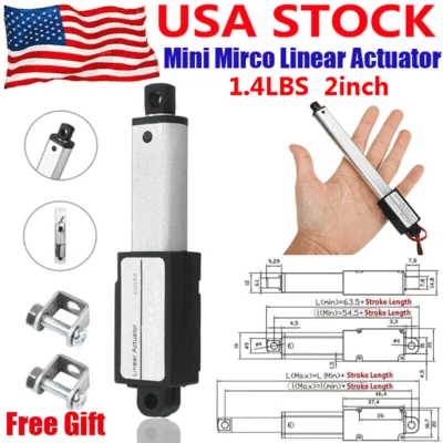 Mini Micro Linear Actuator 1.4LBS 12V 2" 50MM Stroke Fast Speed Up To 6inch/s - Image 1 of 4