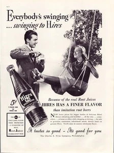 Print Ad Hire Root Beer 1937 Tree Swing Full Page Large Magazine 10.5"x13.5" - Picture 1 of 1