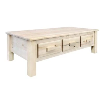 Montana Woodworks Homestead Wood Coffee Table with 6 Drawers in Natural - Image 1 of 4