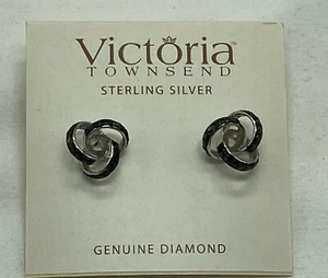 Victoria Townsend Sterling Silver Diamond Knot Earrings Macy’s - Picture 1 of 3