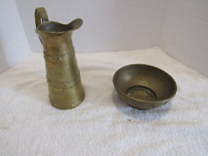 Vintage Brass Lot Bowl and Pitcher