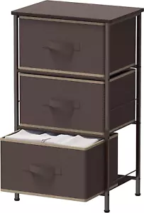 Nightstands Dresser for Bedroom 3-Tier Organizer Drawer Storage Tower, Brown - Picture 1 of 5