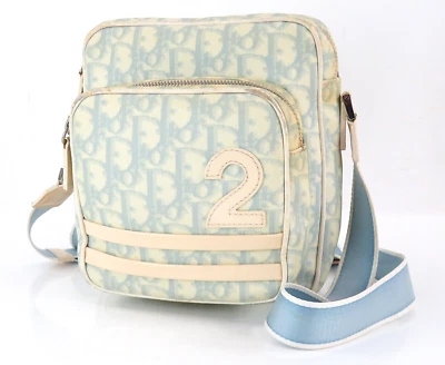 Auténtico Mini Bolso Bandolera de Hombro CHRISTIAN DIOR Azul Claro Trotter PVC #56566 Foto 1 de 4